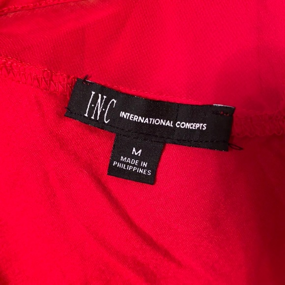 INC Red V-neck Top Size M - Picture 3 of 7